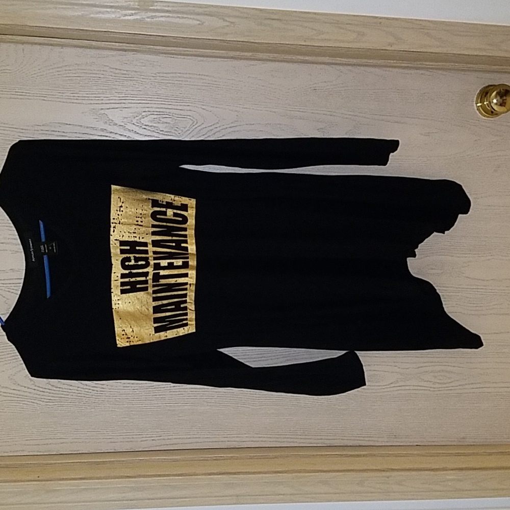 Ashley Stewart- "high maintenance" black long sleeve tshirt (can be dress)